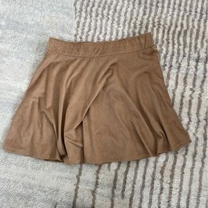 Light Brown Suede Mini Skirt